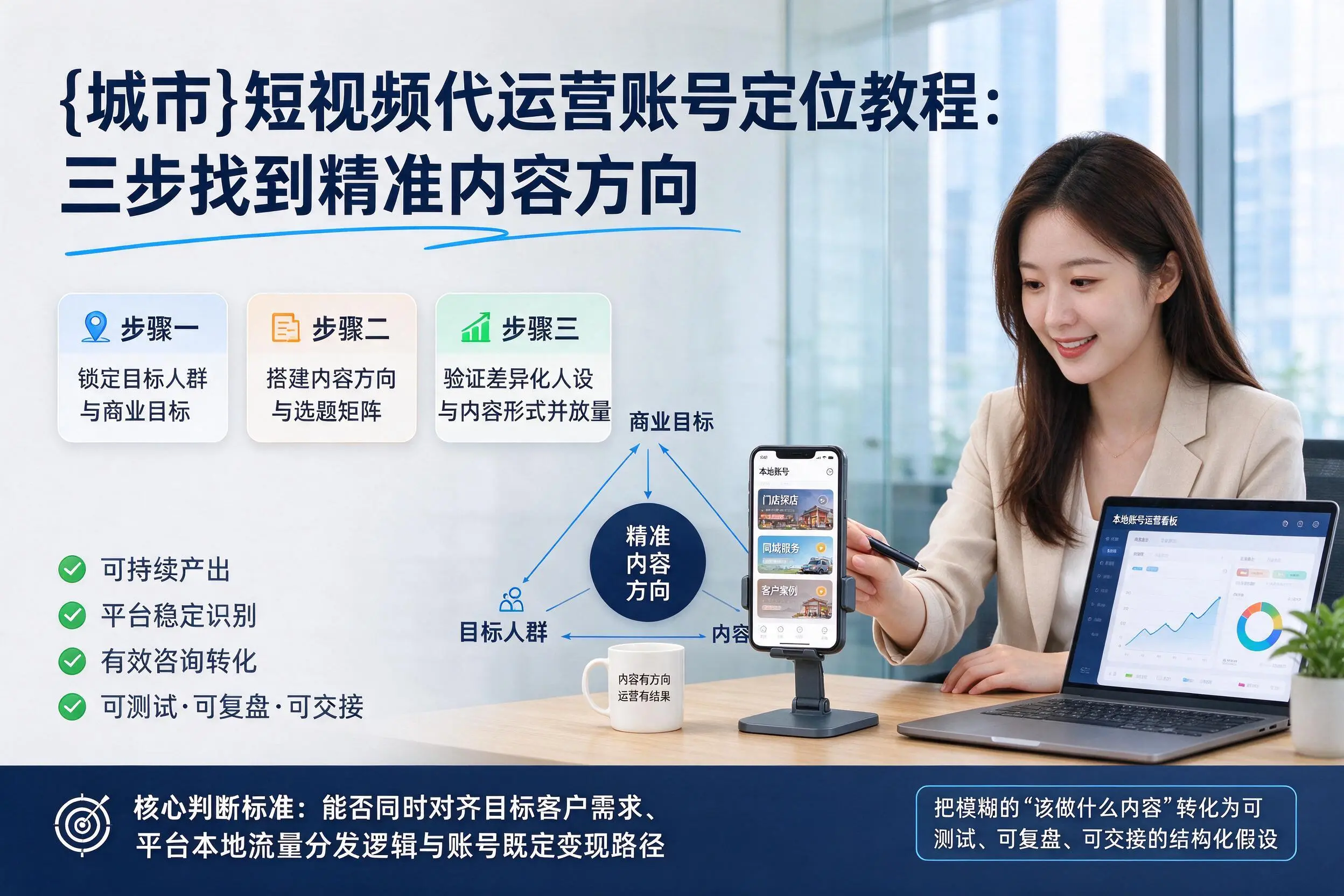 铁岭短视频代运营账号定位教程:三步找到精准内容方向