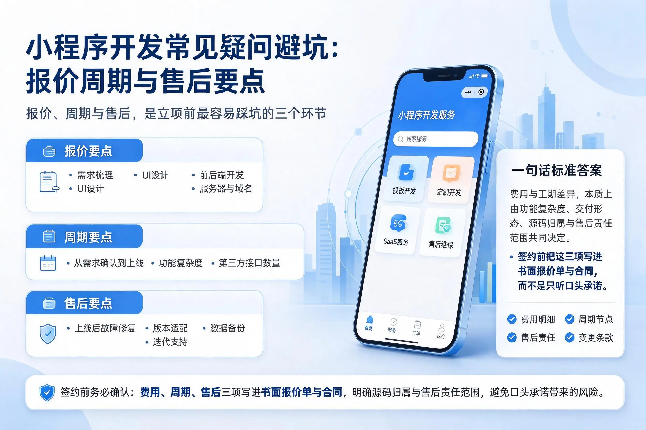 铁岭小程序开发常见疑问避坑:报价周期与售后要点