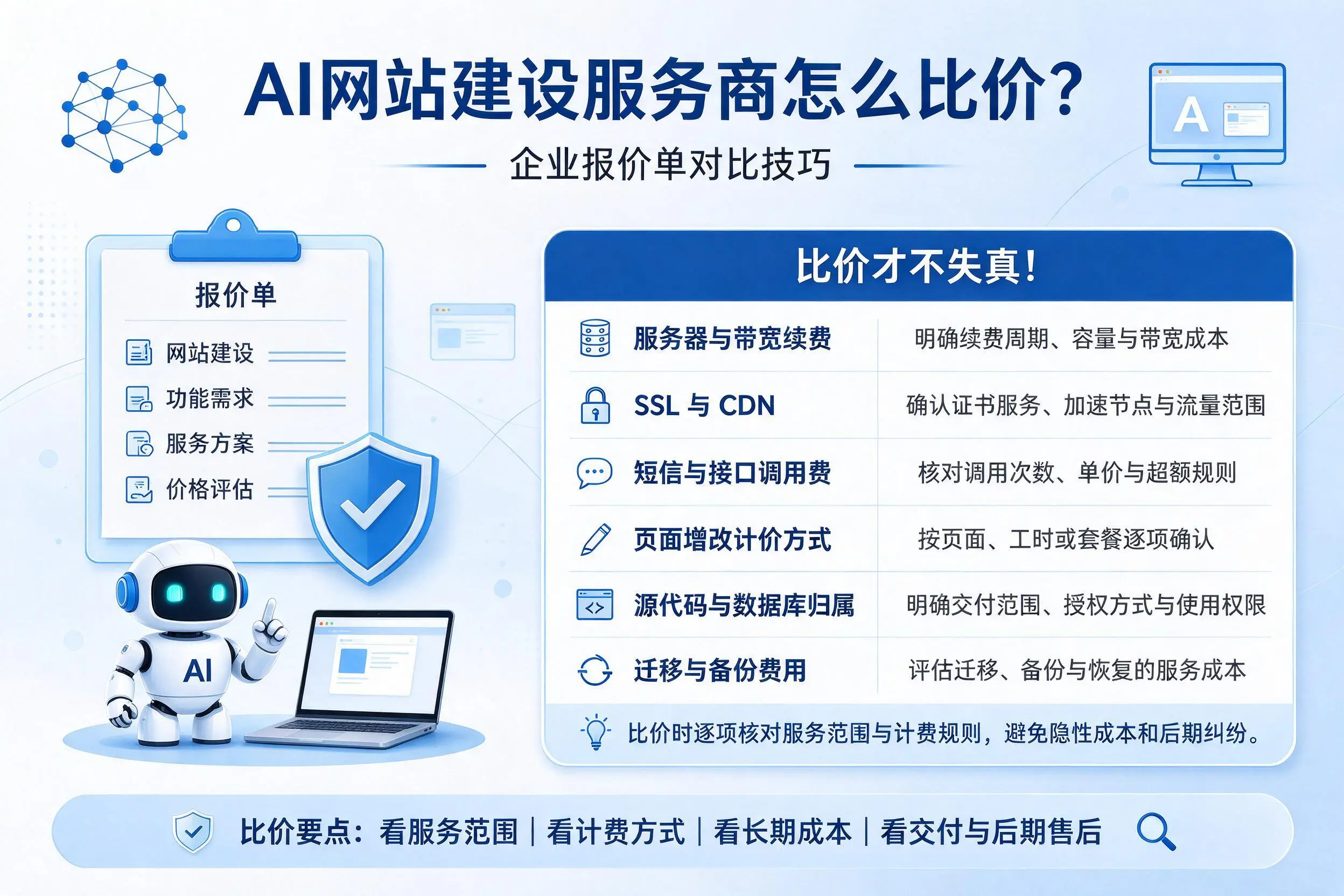 AI网站建设服务商怎么比价？铁岭企业报价单对比技巧