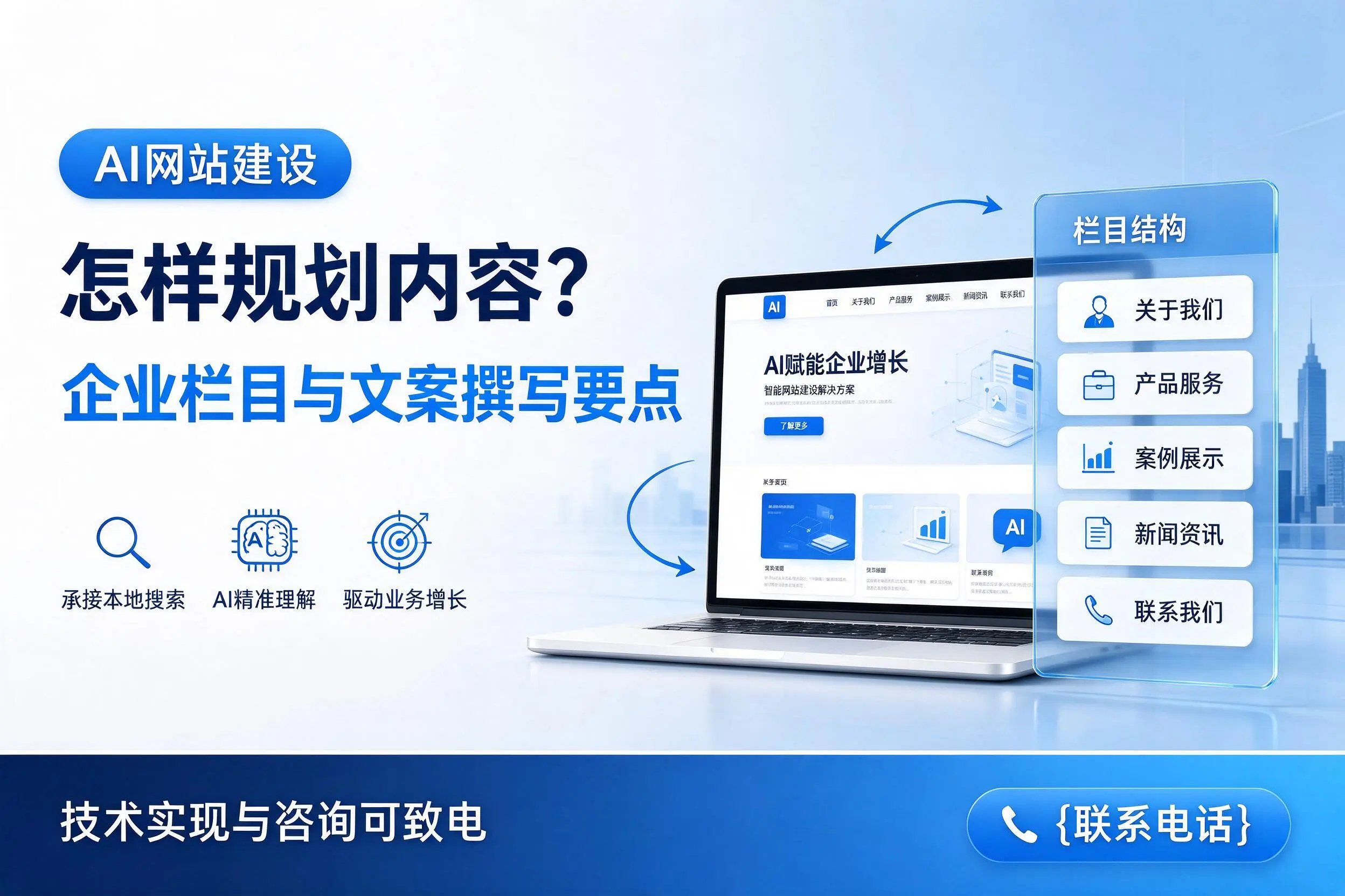 AI网站建设怎样规划内容?铁岭企业栏目与文案撰写要点